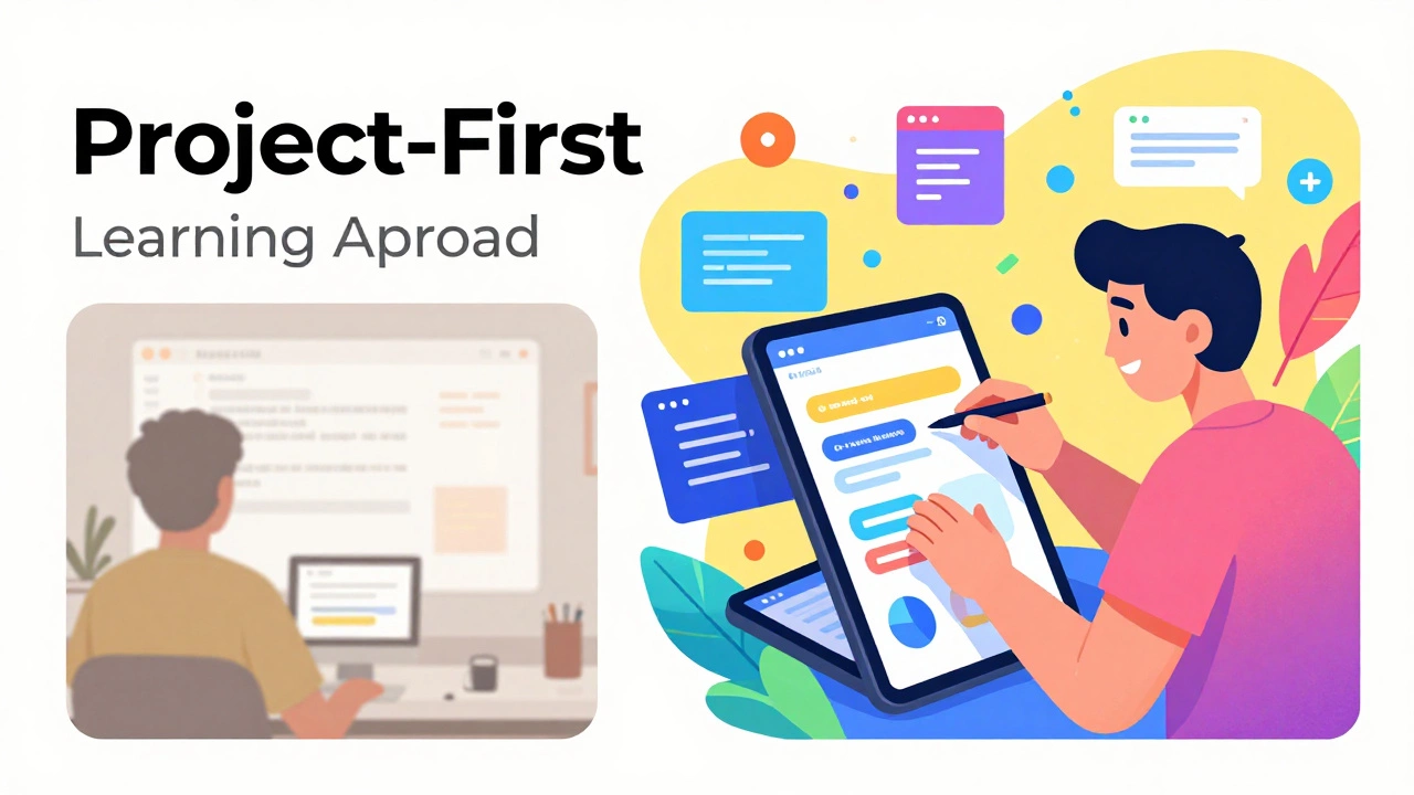 Comparison between passive video watching and active project-based learning on a tablet.