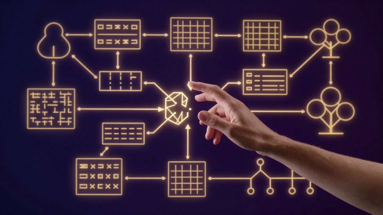 Abstract visualization of logic chains and data structures