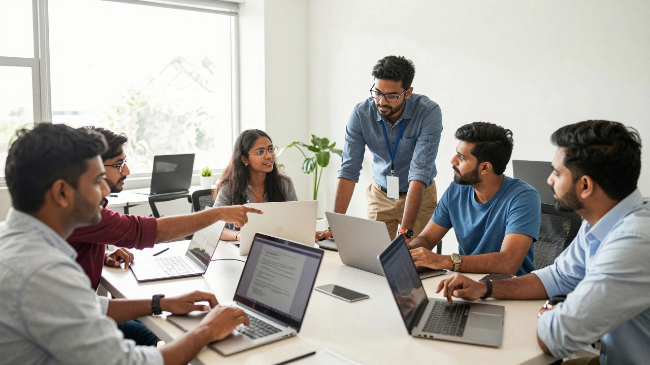 Indian developers collaborating and learning together