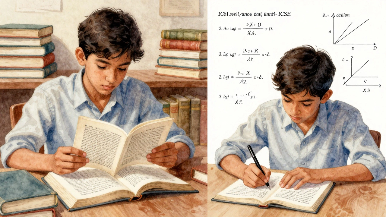 Watercolor illustration of student analyzing literature and math