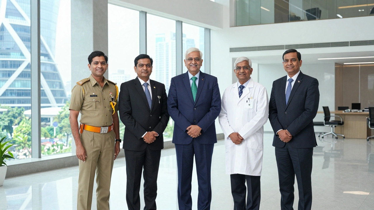 Diverse group of senior Indian government officials together