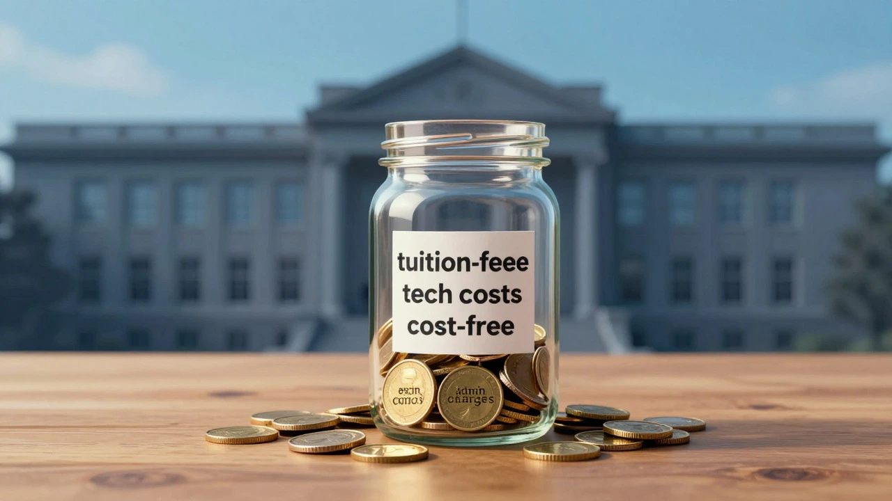 Glass jar with coins representing hidden online degree costs