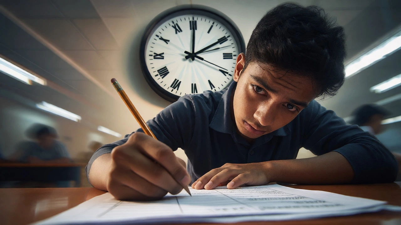 Student taking a mock test under intense time pressure